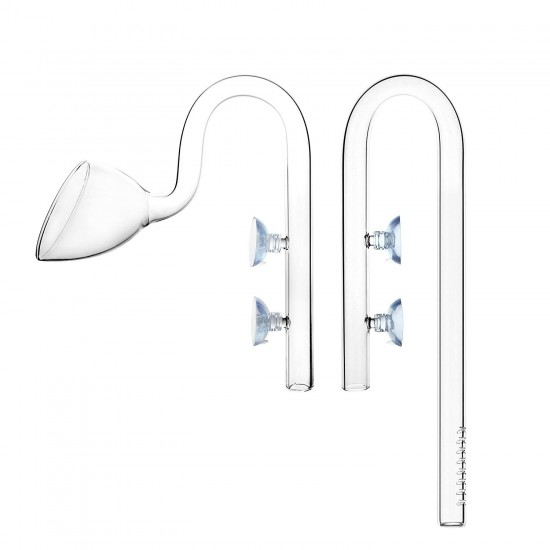 Glass Lily Pipe Inflow Outflow Set 19mm for 18/24mm Tubing - Aquarium Planted Tank Aquascaping