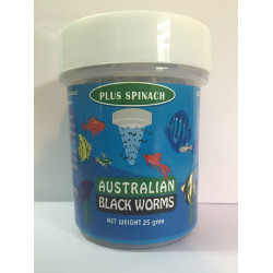 AUSTRALIAN BLACK WORMS FREEZE DRIED - PLUS SPINACH - 25GMS