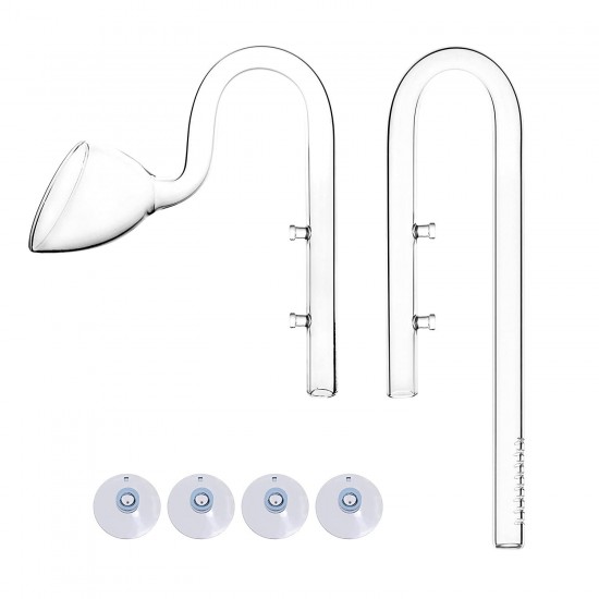Glass Lily Pipe Inflow Outflow Set 17mm for 16/22mm Tubing - Aquarium Planted Tank Aquascaping