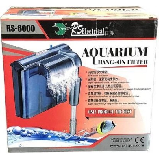 RS-6000 Aquarium Hang on Filter Suitable for Both Fresh and Salt Water.