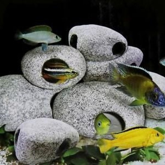 Hot Chichlid Stones Aquarium Ceramic Rock Cave Fish Tank Decoration - Model - 1